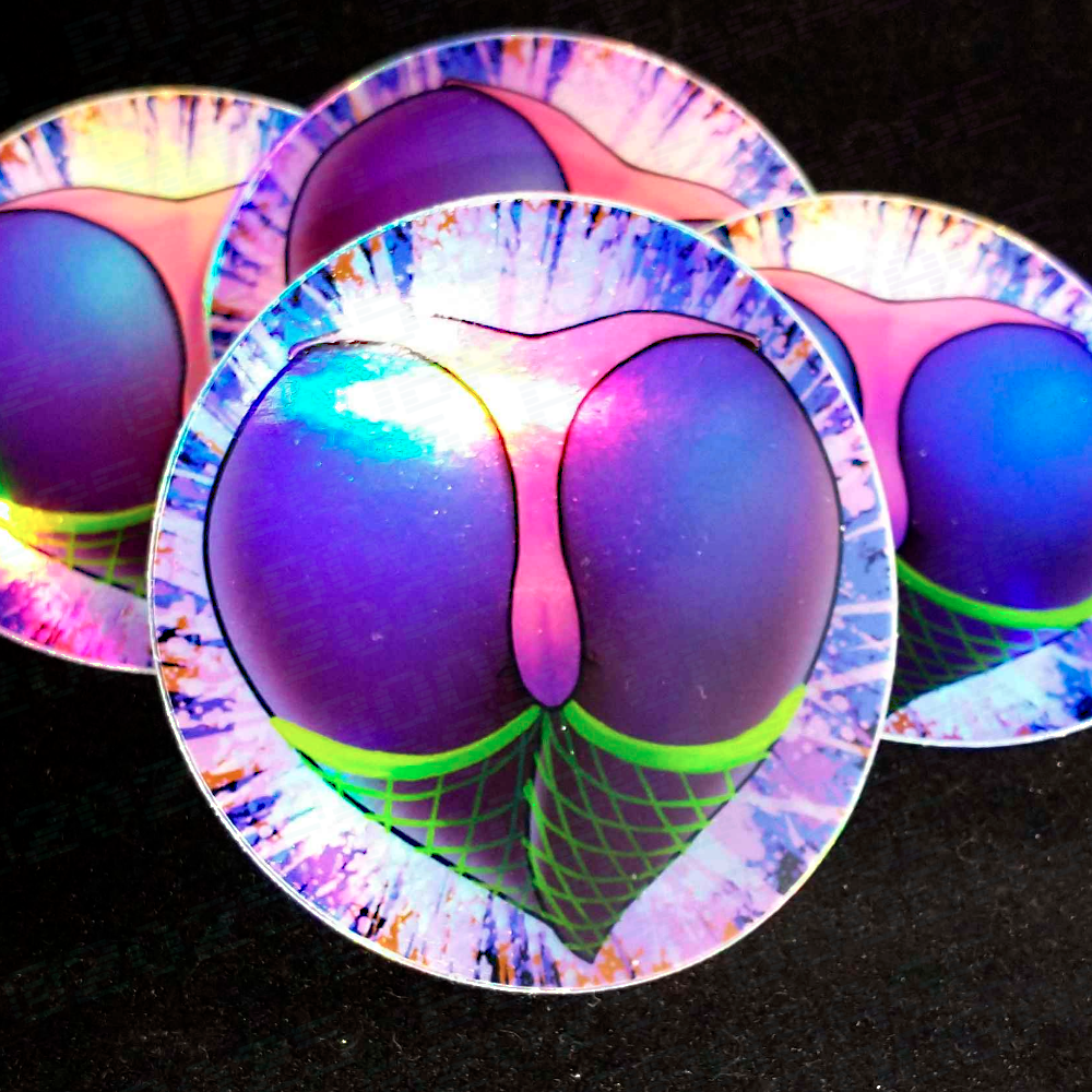 Holofoil Fishnet Peach - Vinyl Sticker